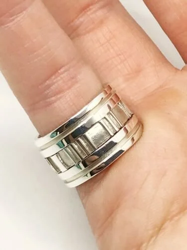 【TIFFANY & CO.】Size6.5/Vintage Atlas Band Tiffany & Co Vintage Atlas Wide Band Sterling Silver – Gems